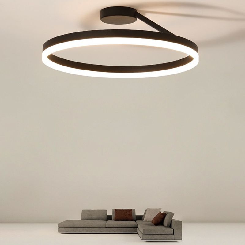 Modern Minimalist Circles LED Ceiling Light Acrylic Lampshade Flush Mount Lamp for Study Room Bedroom