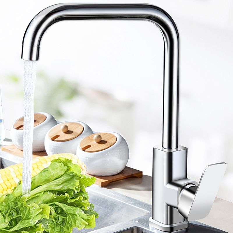 Modern Style Kitchen Faucet Copper Lever Handle Low Arch Kitchen Faucet