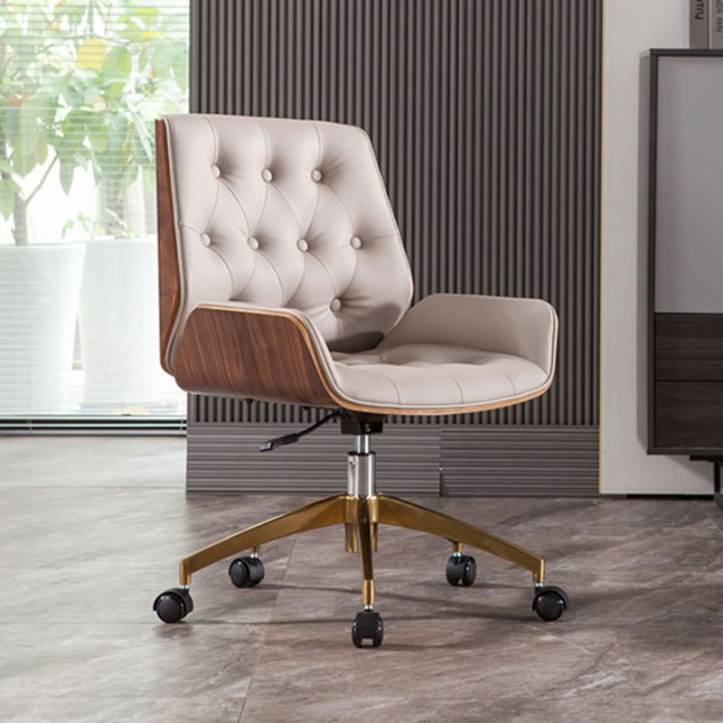 Modern Ergonomic Desk Chair Faux Leather Armless Office Chair