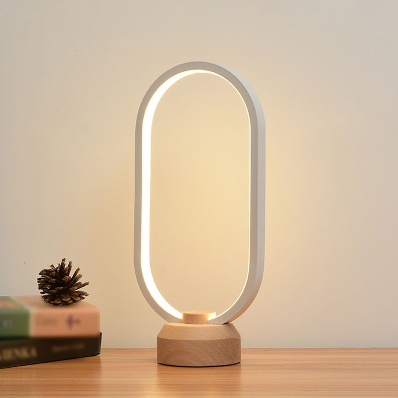 Lampe de table à 1 lumière moderne avec table linéaire de port USB pour chambre à coucher