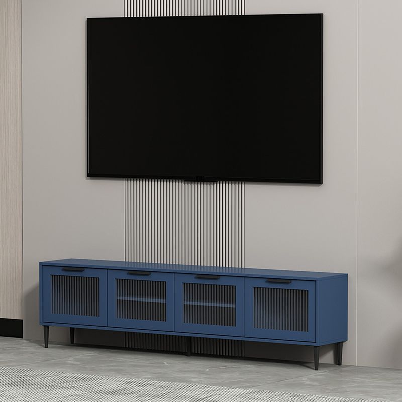 Scandinavian Enclosed Storage TV Stand Faux Wood TV Cabinet with 4 Doors