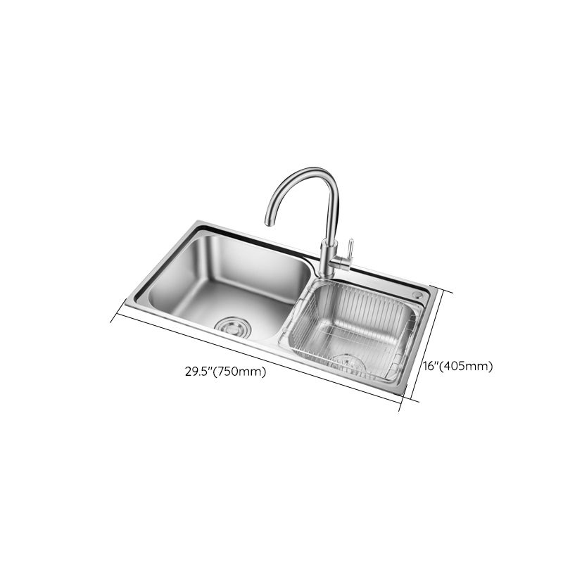 Stainless Steel Double Sink Kitchen Sink 2 Holes Drop-In Sink