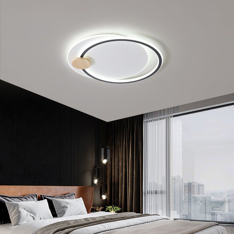 Contemporary Flush Mount Lighting Gray/Black LED Ceiling Light for Home