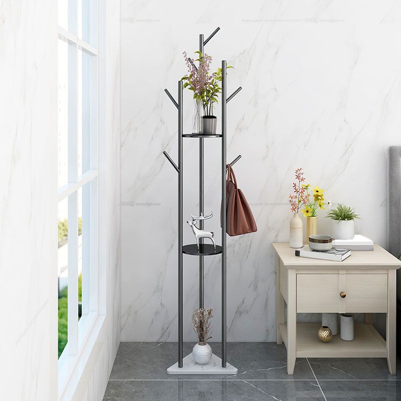 Modern Metal Hall Stand Shelves and Hooks Branch Shape Coat Hanger