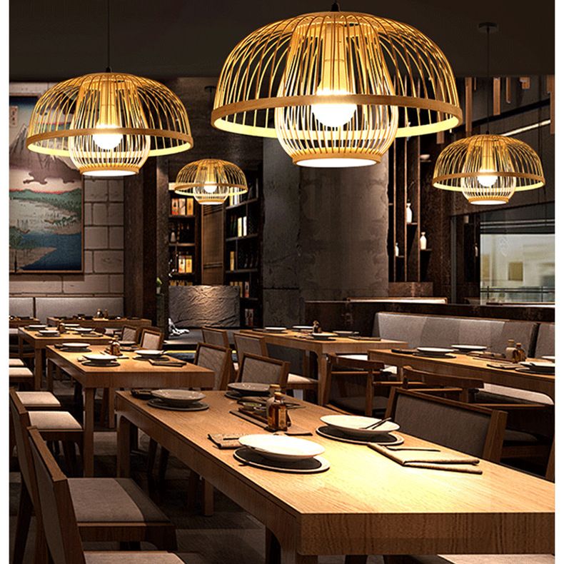 1 Light Appeding Light Freepsument Bamboo Cince Bamiling Light for Restaurant