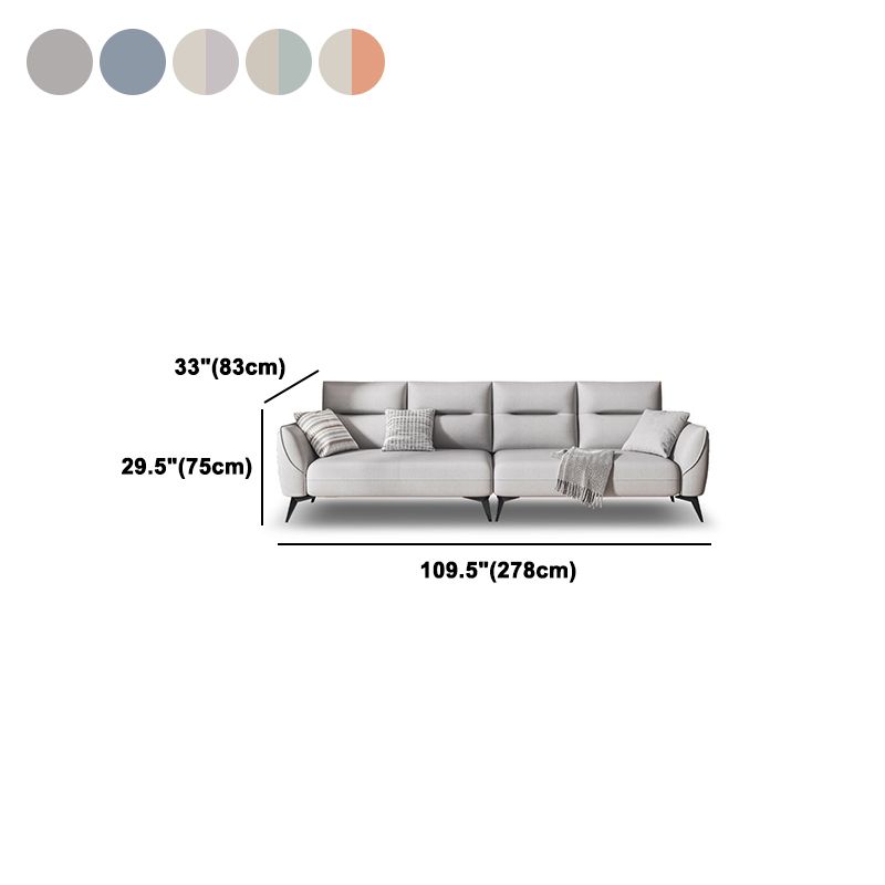 Contemporary Faux Leather Square Arm Sofa Standard Sofa with Sewn Pillow Back