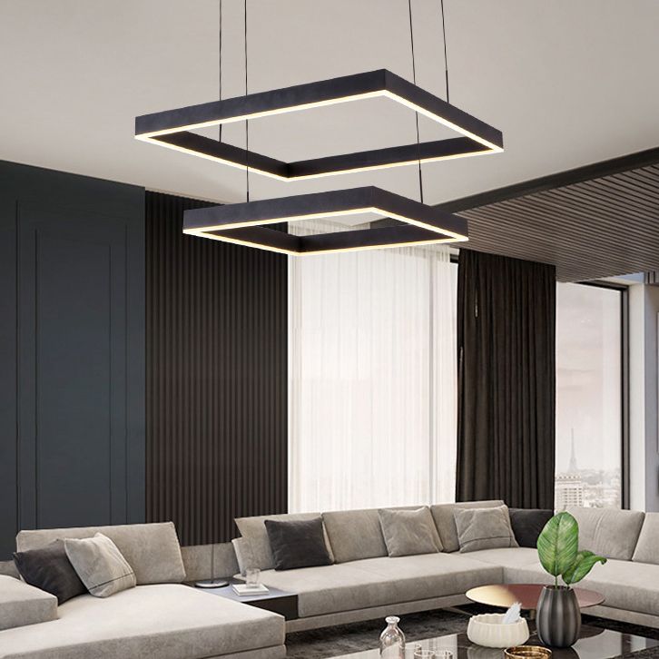 Contemporary Square Shape Chandelier Light Fixtures Restaurant Hanging Chandelier for Sitting Room