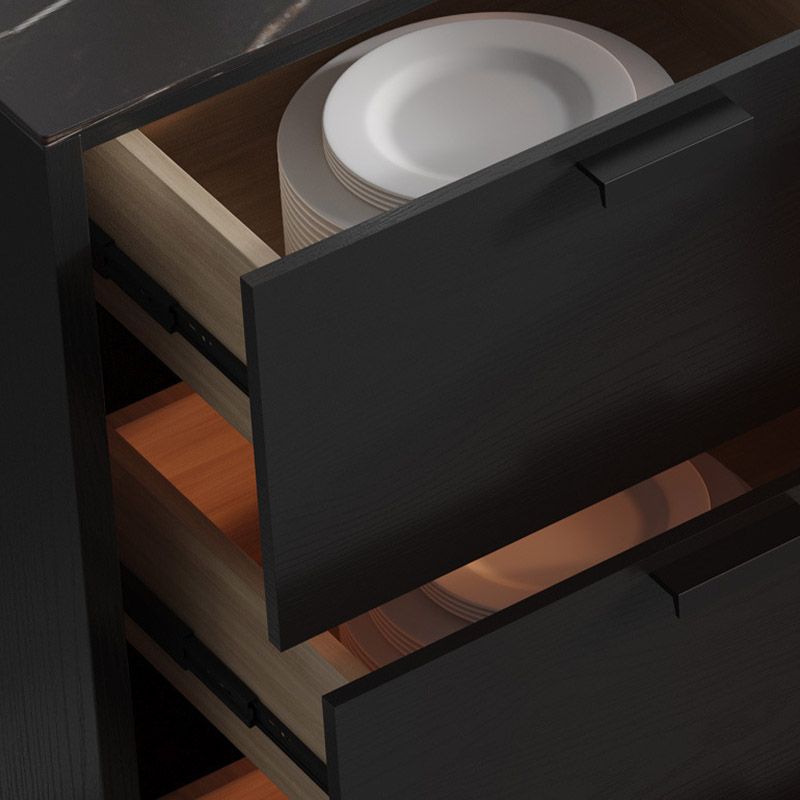 Black Dining Server with Drawers Contemporary Sideboard Cabinet