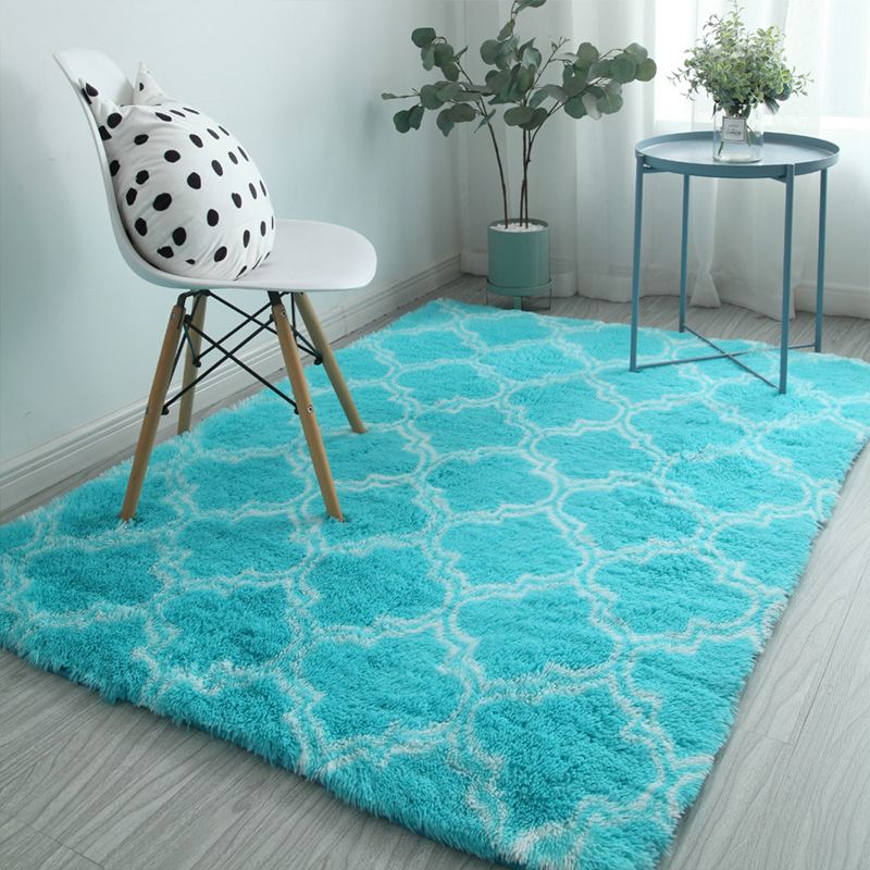 Fancy Modern Indoor Rug Multi-Color Quatrefoil Pattern Carpet Washable Pet Friendly Non-Slip Rug for Home Decor