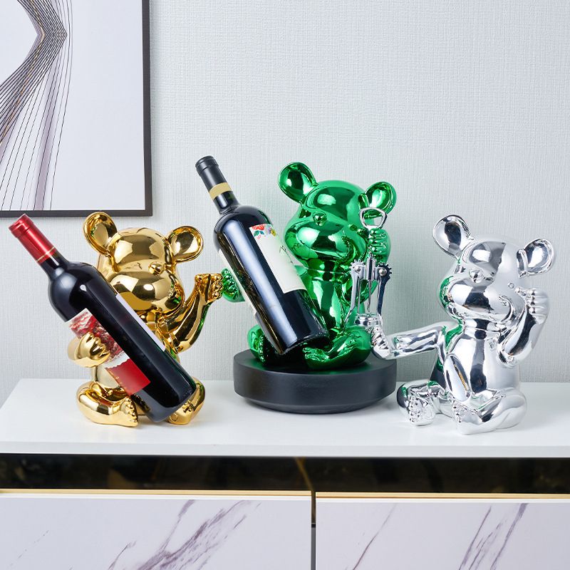 Glam Wine Bottle Rack Tabletop Resin Bottle Holder for Living Room