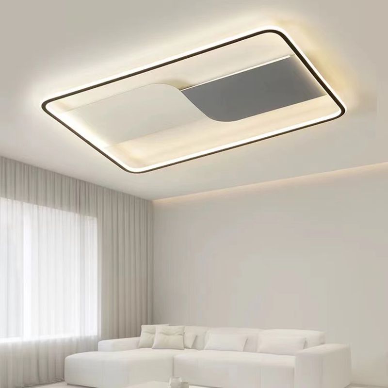 Black Metal Modern Flush Mount Rectangle Shape Ceiling Lamp with Acrylic Shade for Bedroom