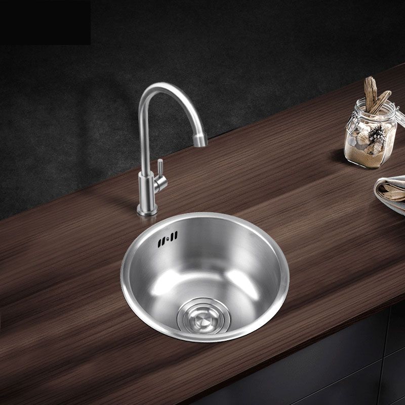 Round Stainless Steel Kitchen Sink with Drain Assembly Drop-In Sink