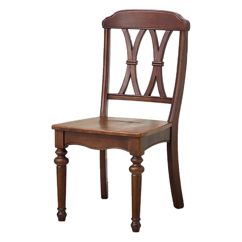 Glam Wood Dining Chair Cross Back Folding Chair for Dining Room in Brown