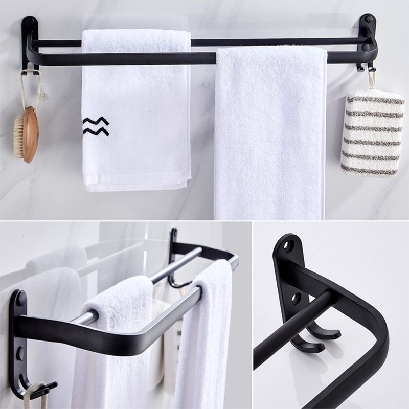 Contemporary Aluminum Bath Hardware Set Black Bathroom Accessory Kit