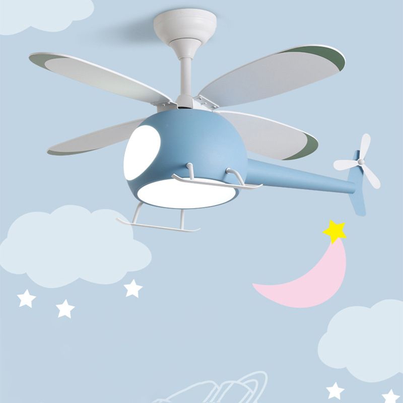 Metal Plane Ceiling Fan Light Kids Style LED Ceiling Lighting