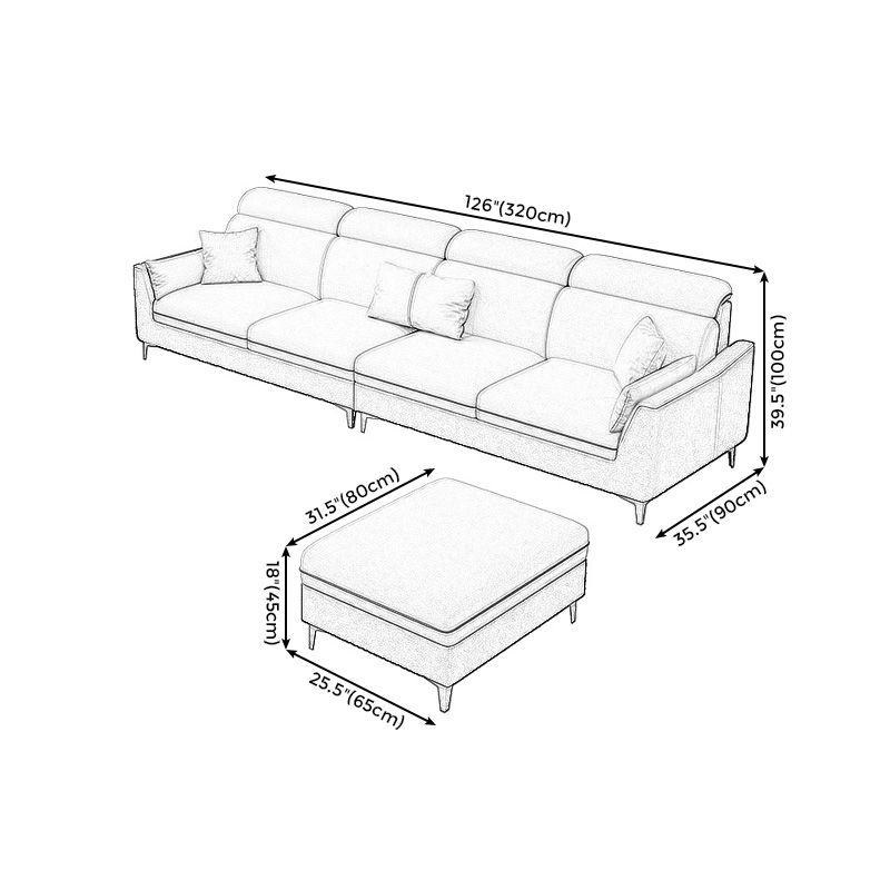 Faux Leather Pillow Top Arm Sectional 39.37"High Modern Sofa and Chaise