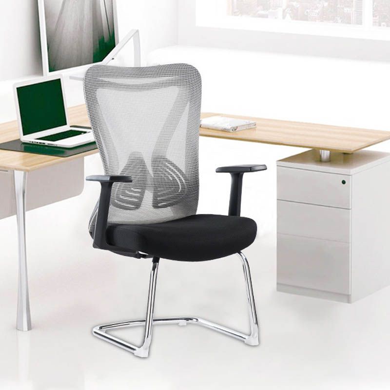 Fixed Arms Office Chair No Wheels Modern Upholstered No Distressing Desk Chair