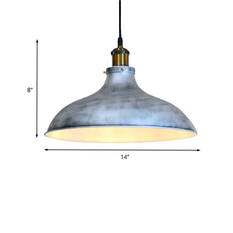 Lámpara de luz de luz simple Lámpara de techo colgante de sala de estar con sombra de metal de granero en plata