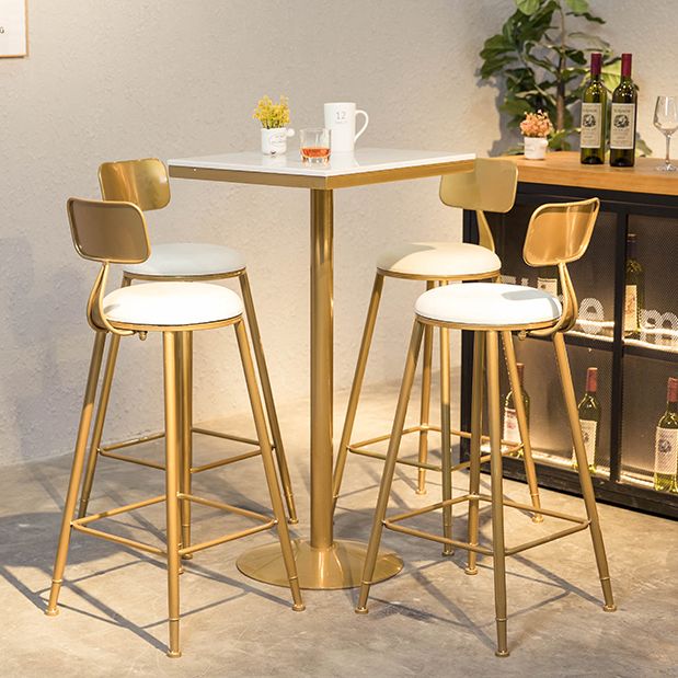 White Glam Style Round and Square Bar Table in Iron and Marble Milk Tea Shop Bar Table