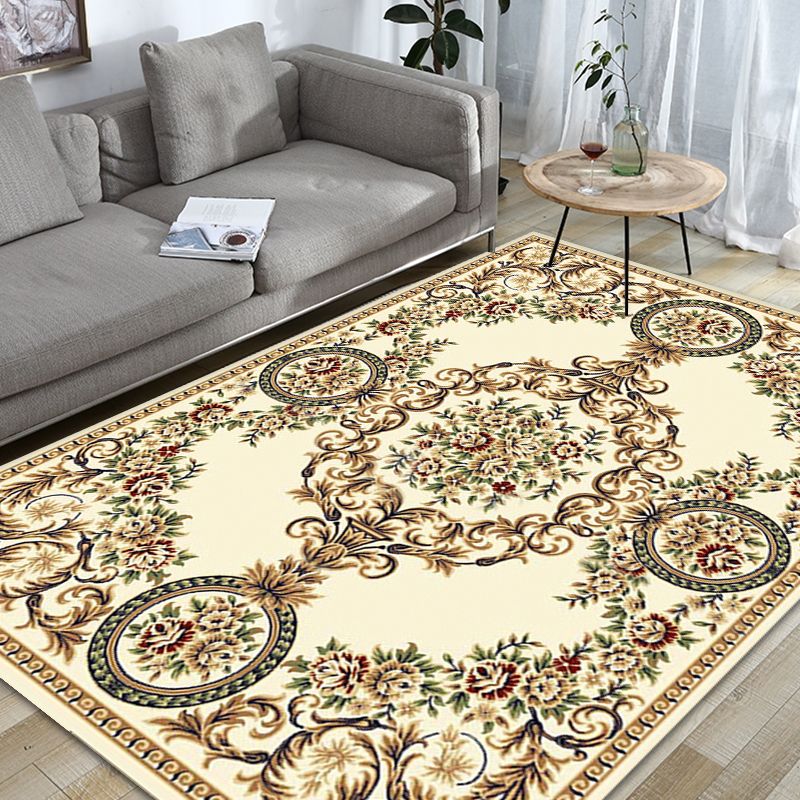 Tapis à motif floral classique Multicolor Retro Carpet Polyester Washable Anim Friendly Anti-Slip Backing Area Tapis pour Parlor