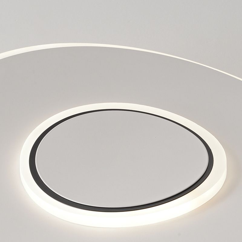 Contemporary Flush Mount Metal LED Ceiling Light Fixture in White for Bedroom