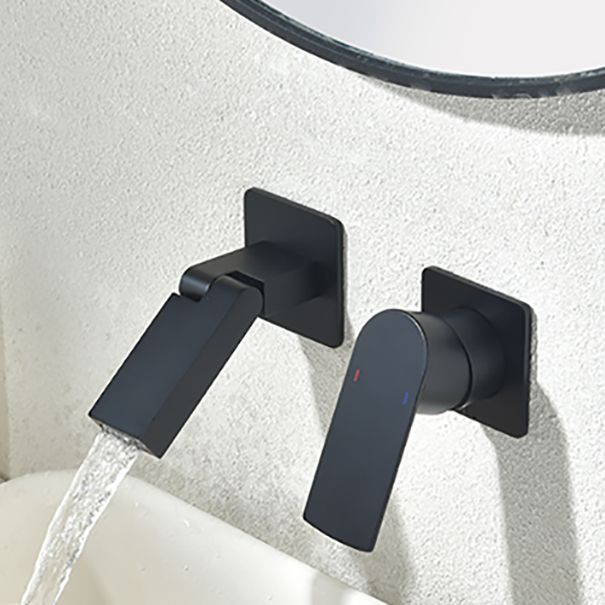 Waterfall Spout Bathroom Faucet Swivel Lever Handle 2 Holes Wall-Mounted Sink Faucet