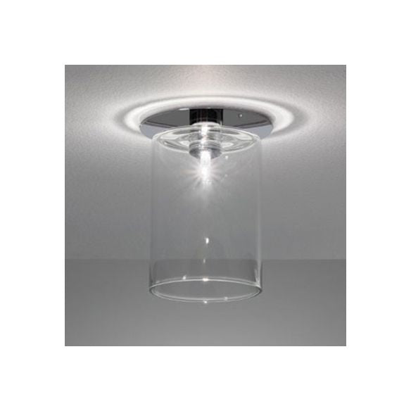 Iluminación de montaje de altura de cilindro Vidrio transparente modernista 1 Light Nickle Flush Mount Techo Accesorio, 3 "/4" /5.5 "de ancho