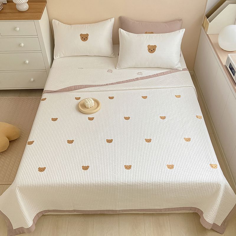 Bed Sheet Bear Head Pattern Non-pilling Breathable Bed Sheet Set