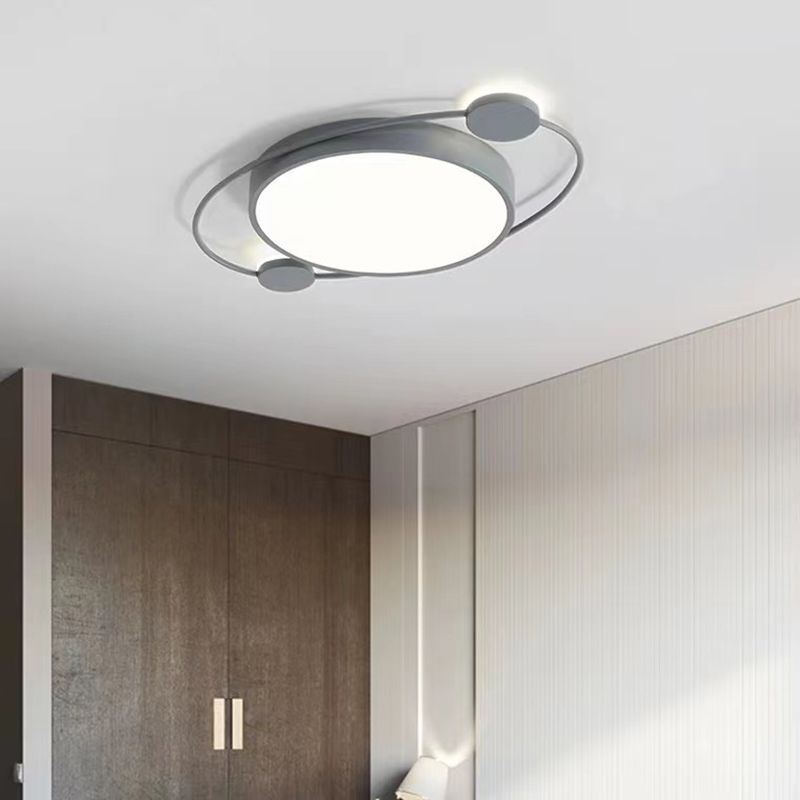 LED Gray Ceiling Light Contemporary Flush Mount Lighting for Bedroom