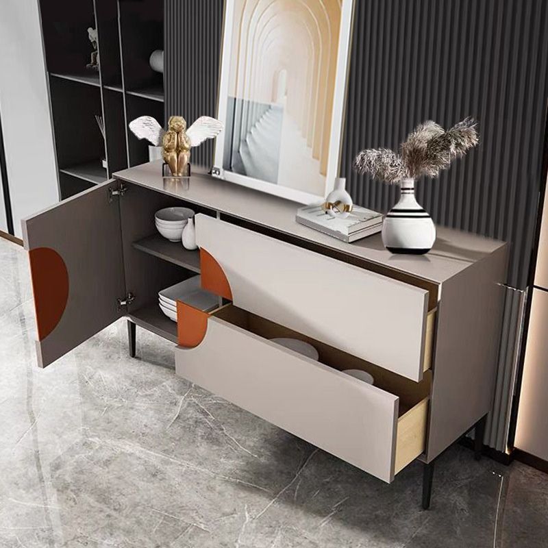 Glam Style Credenza Wood Side Board with Drawers and Cabinets