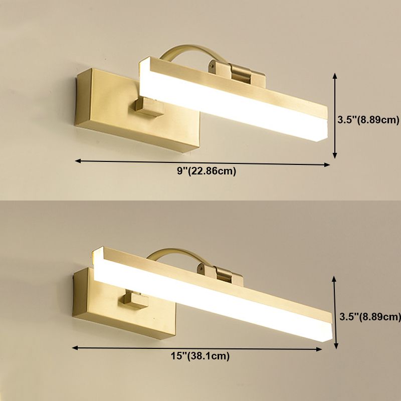 Linear Shade Metal Wall Sconce Modern 1 Light Mirror Wall Mount Light Fixture in Brass