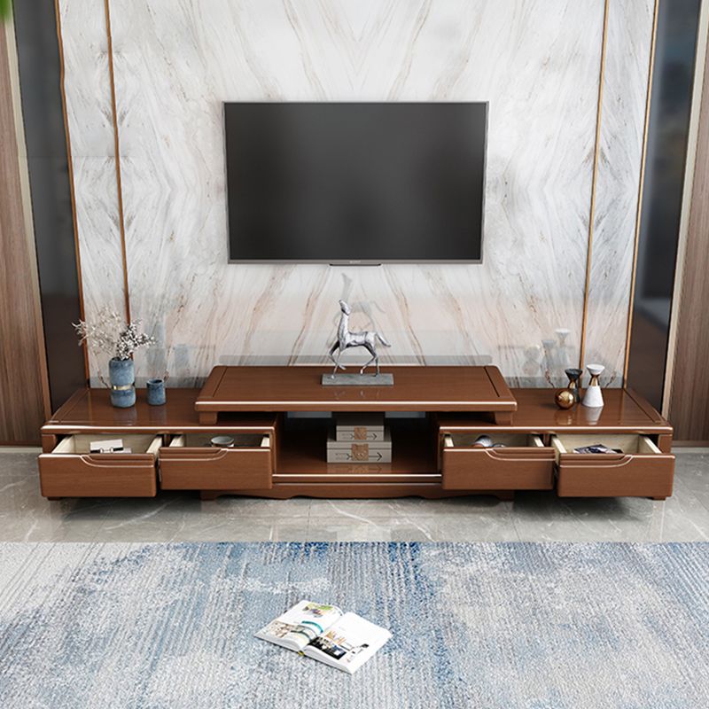 Traditional TV Media Stand with Drawers Rubberwood TV Stand Console