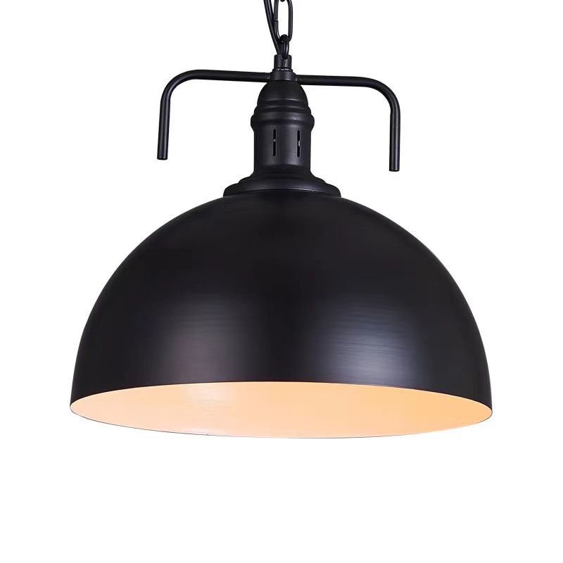 Pendants contemporains, luminaire pendentif en métal industriel en métal à 1 lumière en noir