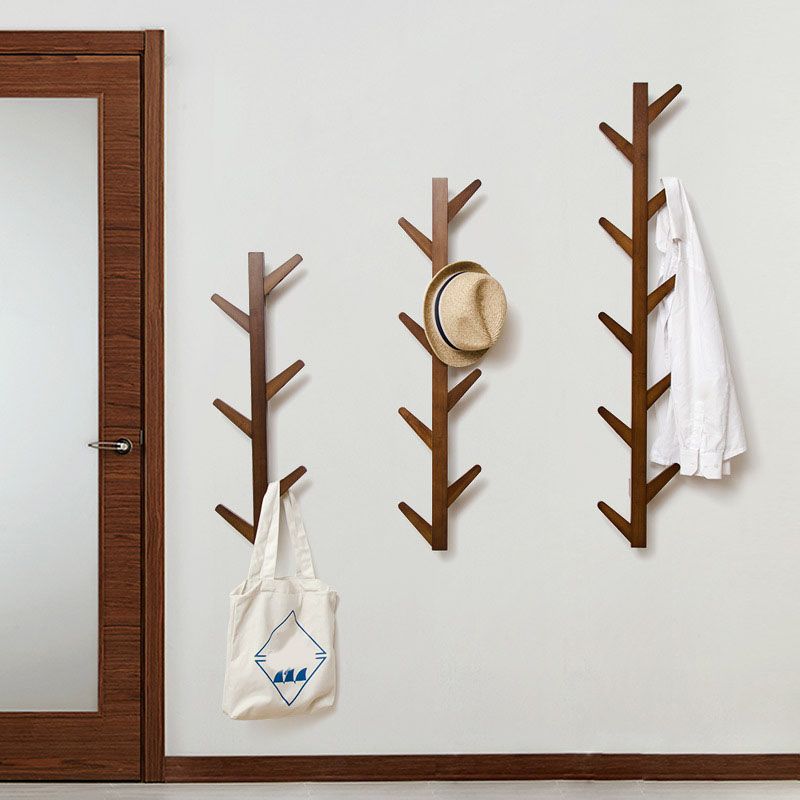 Wall Mounted Coat Hanger Modern Simple Wooden Coat Hanger with Hooks