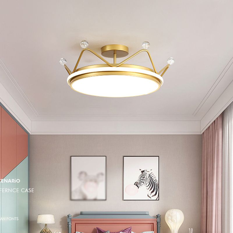 Modern Style Crown Shape Ceiling Fixtures Metal 2 Light Flush Ceiling Light Fixtures