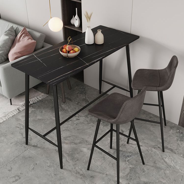 Modern Marble Table with Rectangle Table Top Black Trestle Table - 41.3" H