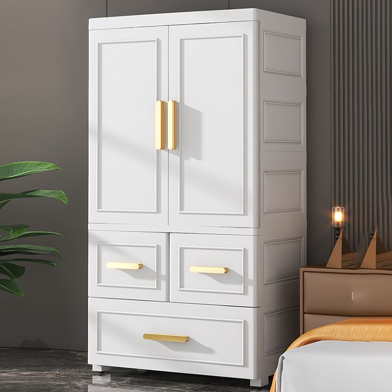 Modern Plastic Armoire Cabinet Bedroom Youth Armoire with Wheels