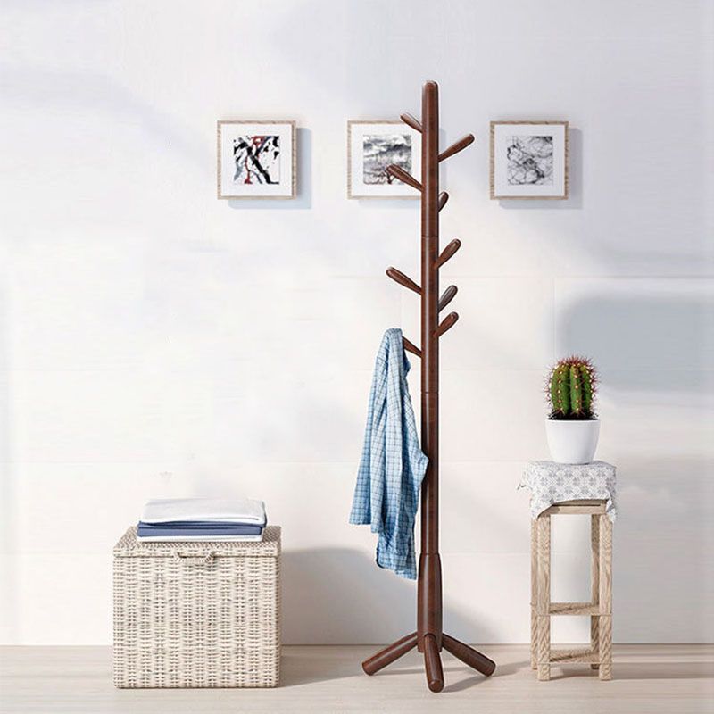 Modern Hall Stand Wood Framed Free Standing with Hooks Coat Rack