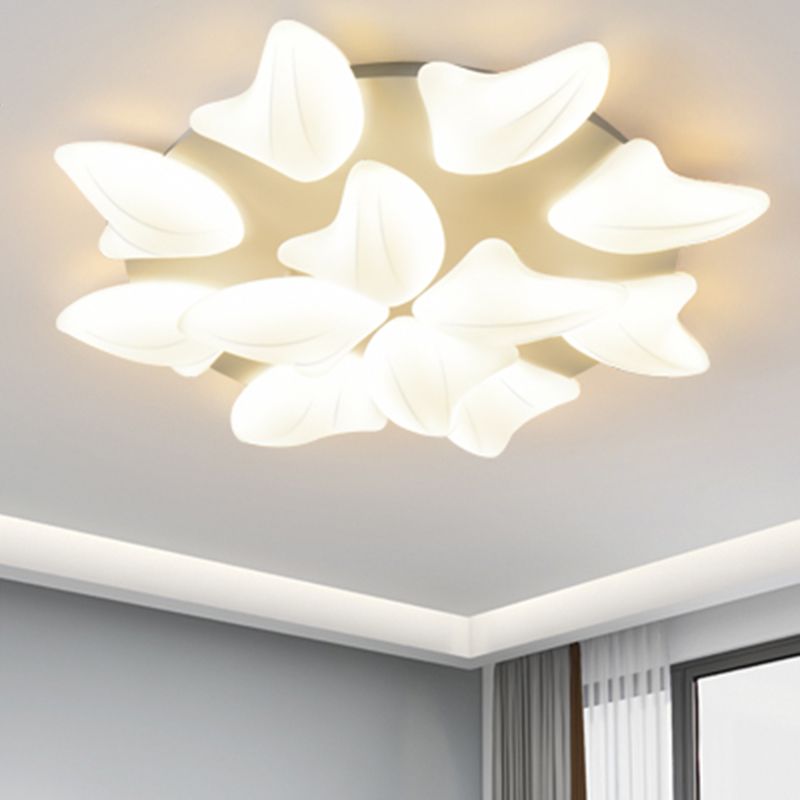 LED Modern Metal Flush Mount Multi-light Ceiling Light with Plastic Shade for Living Room