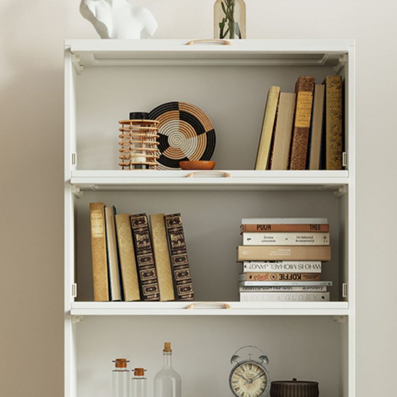 Modern Engineered Wood Bookcase Standard White Bookshelf with Cabinets