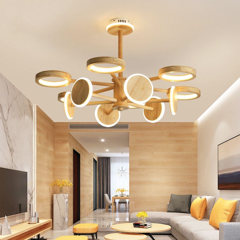 Lustre radial japonais Light Living Room LED LEMPORT DE PROSIDE DE PROBLÈME EN BEIGE