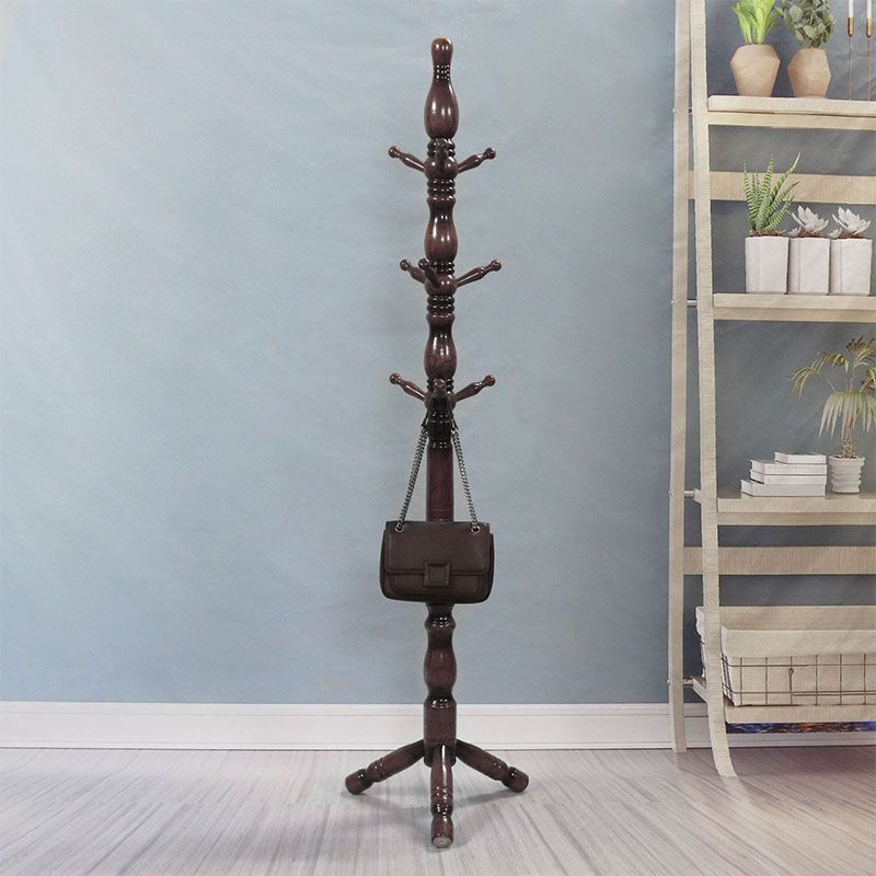 Traditional Wood Hall Tree Free Standing Entry Hall Tree with Coat Hooks