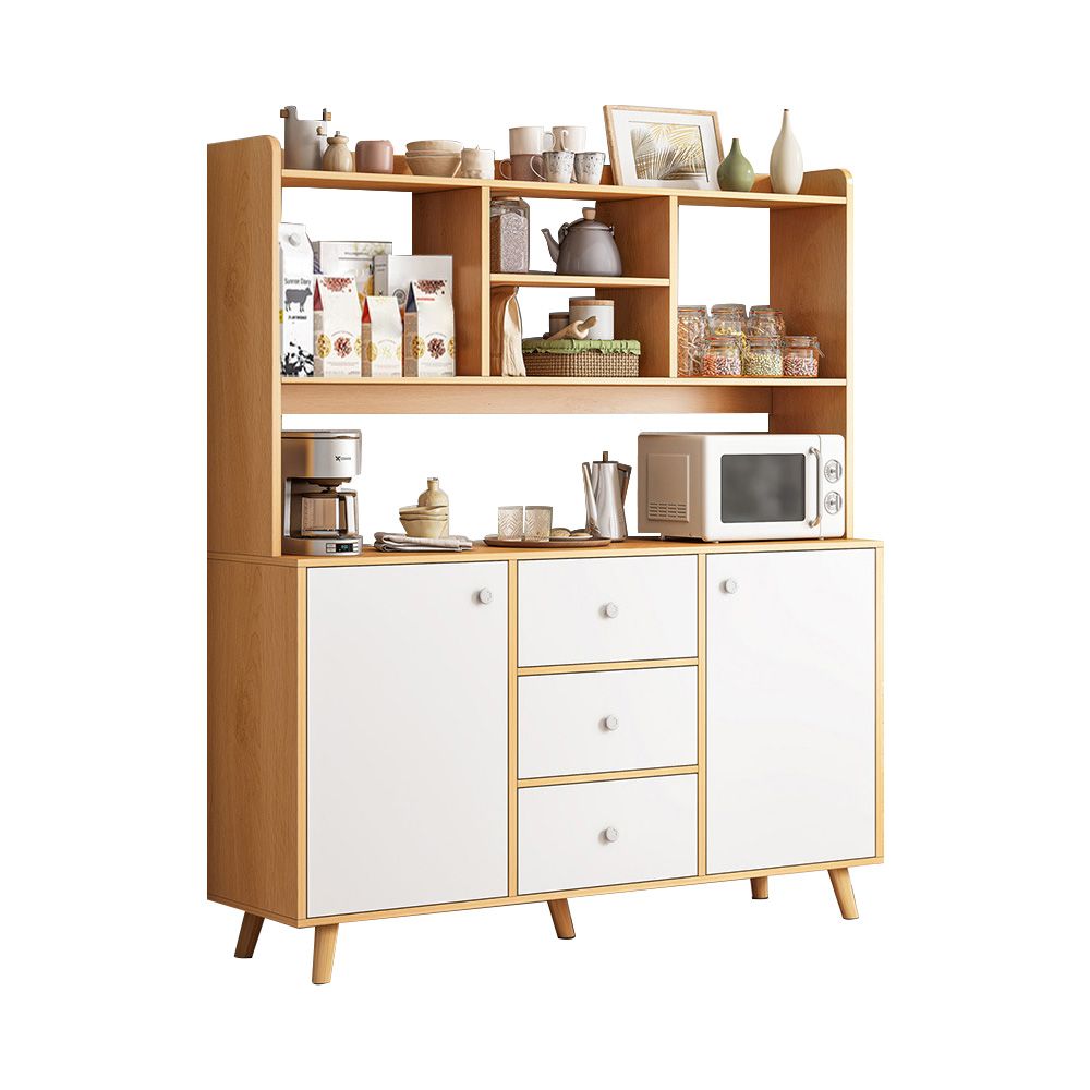 Modern 3-Drawer Dining Server Manufactured Wood and Solid Wood Server with Door