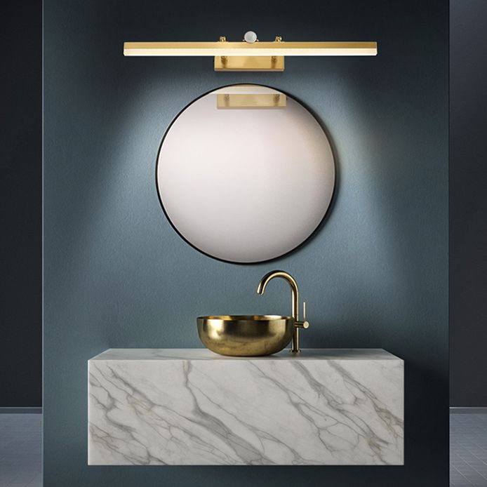 Modern Luxury Style Streamlined Wall Mounted Vanity Lights Copper Vanity Wall Light Fixtures with Intelligent Sensor