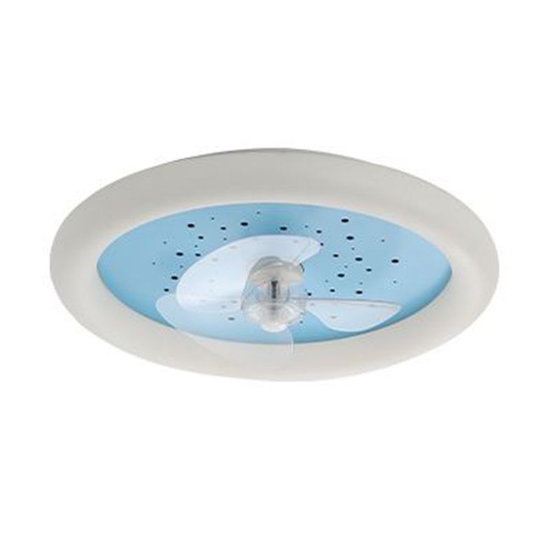 3-Blade LED Ceiling Fan Children Blue Fan with Light for Bedroom