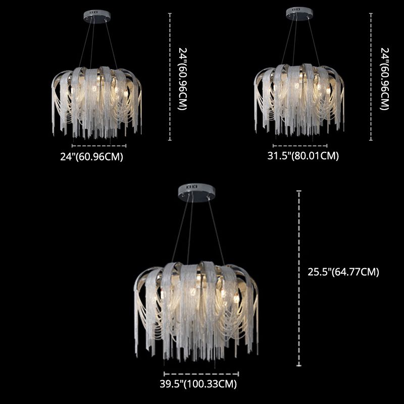 Modern Tassel Circular Pendant Light Metal Indoor Hanging Lamp with Aluminium Chain