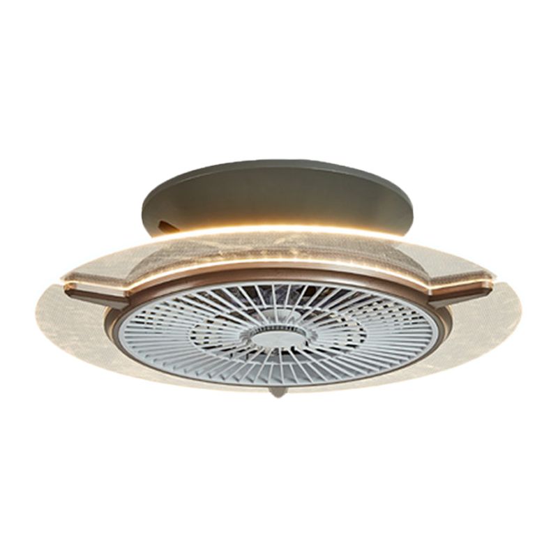 Round Acrylic Hanging Fan Light Modernism Gold/Silver Finish LED Flushmount Lamp, 22" Width