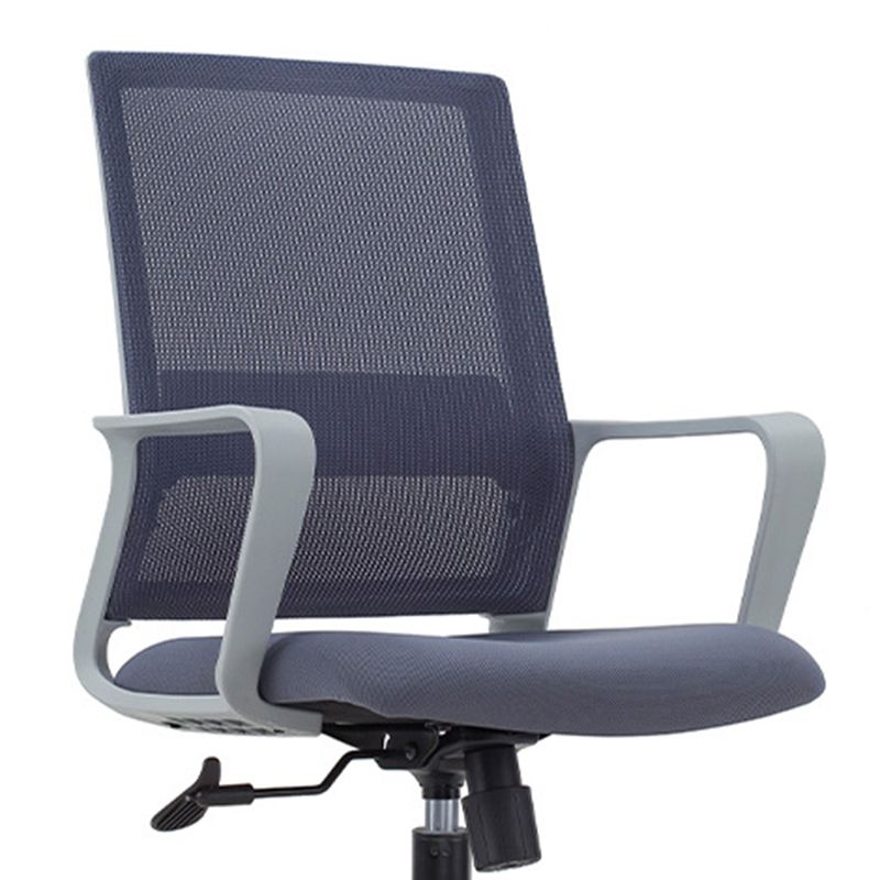 Modern Desk Chair Swivel Mesh Computer Chair in Gray Mid-Back Chair with Wheels