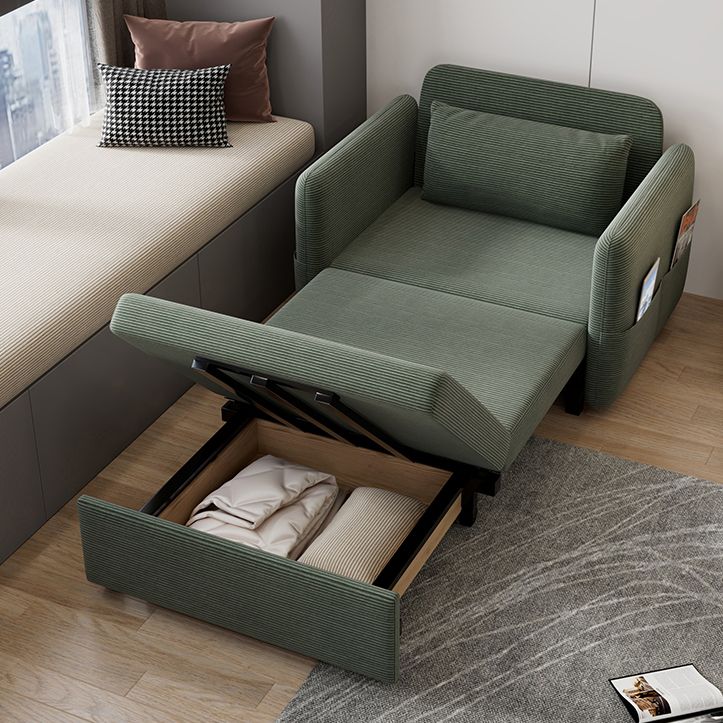 Scandinavian Green Futon Sleeper Sofa Pillow Back Futon and Mattress with Storage