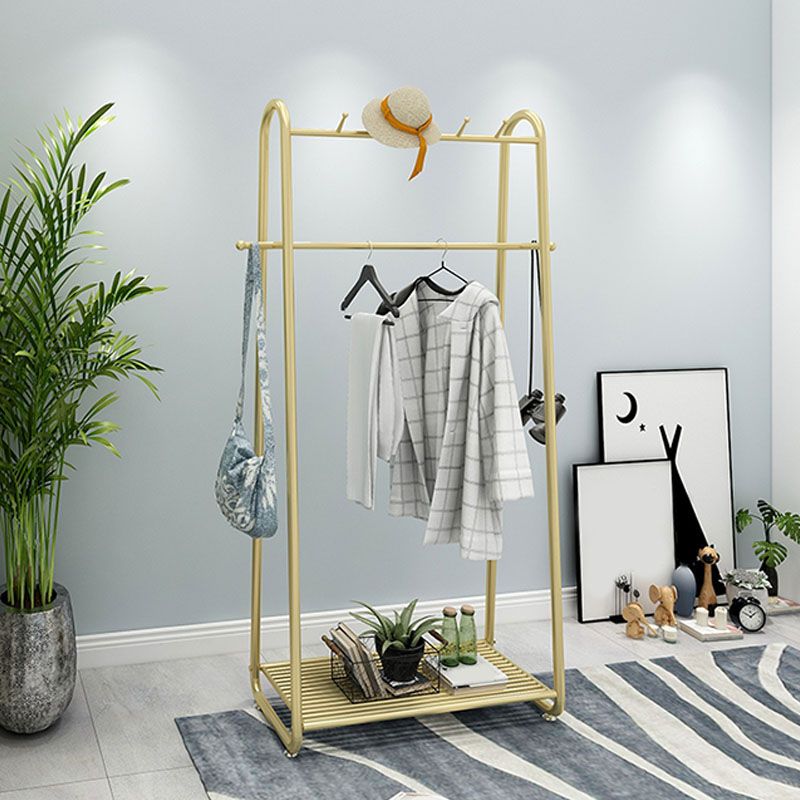 Entry Hall Tree Coat Rack Hooks and Storage Shelf Modern Metal Hall Stand